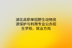 湖北高職單招野生動物資源保護與利用專業(yè)公辦招生學(xué)校、就業(yè)方向