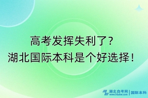 高考發(fā)揮失利了？湖北國(guó)際本科是個(gè)好選擇！