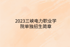 2023三峽電力職業(yè)學(xué)院?jiǎn)为?dú)招生簡(jiǎn)章