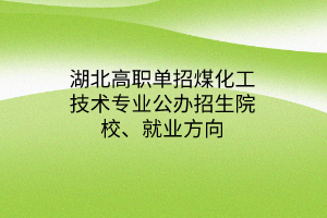 湖北高職單招煤化工技術(shù)專業(yè)公辦招生院校、就業(yè)方向