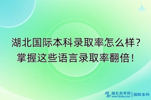 湖北國際本科錄取率怎么樣？掌握這些語言錄取率翻倍！