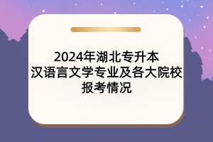 2024年湖北專升本漢語言文學(xué)專業(yè)及各大院校報考情況