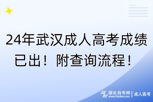 24年武漢成人高考成績已出！附查詢流程！