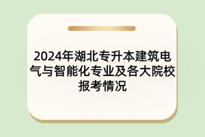 2024年湖北專升本建筑電氣與智能化專業(yè)及各大院校報考情況