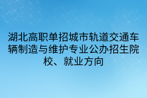 湖北高職單招城市軌道交通車輛制造與維護專業(yè)公辦招生院校、就業(yè)方向