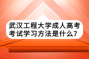 武漢工程大學(xué)成人高考考試學(xué)習(xí)方法是什么？