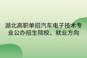 湖北高職單招汽車電子技術(shù)專業(yè)公辦招生院校、就業(yè)方向