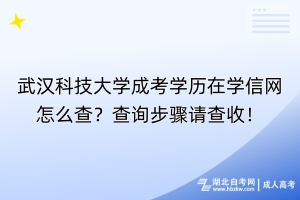 武漢科技大學(xué)成考學(xué)歷在學(xué)信網(wǎng)怎么查？查詢(xún)步驟請(qǐng)查收！