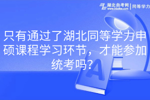 只有通過了湖北同等學(xué)力申碩課程學(xué)習(xí)環(huán)節(jié)，才能參加統(tǒng)考嗎？