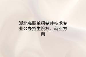 湖北高職單招鉆井技術(shù)專業(yè)公辦招生院校、就業(yè)方向