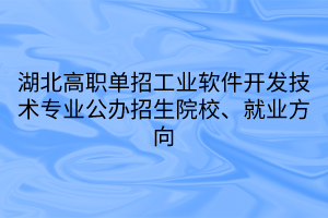 湖北高職單招工業(yè)軟件開(kāi)發(fā)技術(shù)專業(yè)公辦招生院校、就業(yè)方向