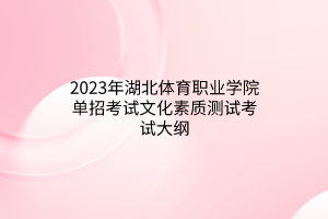 2023年湖北體育職業(yè)學(xué)院?jiǎn)握锌荚囄幕刭|(zhì)測(cè)試考試大綱