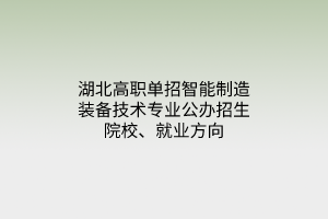 湖北高職單招智能制造裝備技術(shù)專業(yè)公辦招生院校、就業(yè)方向