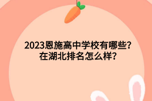 2023恩施高中學(xué)校有哪些？在湖北排名怎么樣？