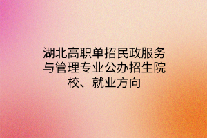 湖北高職單招民政服務(wù)與管理專業(yè)公辦招生院校、就業(yè)方向