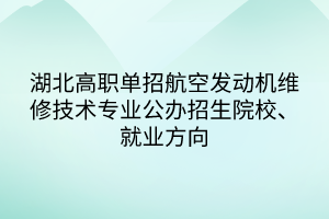 湖北高職單招航空發(fā)動機(jī)維修技術(shù)專業(yè)公辦招生院校、就業(yè)方向