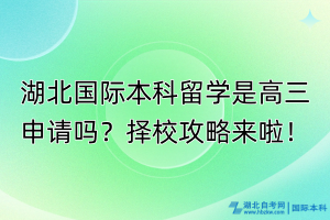 湖北國際本科留學(xué)是高三申請(qǐng)嗎？擇校攻略來啦！