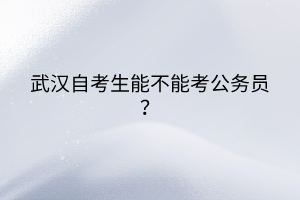 武漢自考生能不能考公務(wù)員？