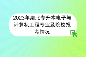 2023年湖北專升本電子與計(jì)算機(jī)工程專業(yè)及院校報(bào)考情況