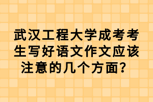 武漢工程大學成考考生寫好語文作文應該注意的幾個方面？