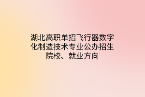 湖北高職單招飛行器數(shù)字化制造技術專業(yè)公辦招生院校、就業(yè)方向