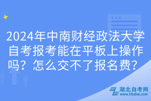 2024年中南財(cái)經(jīng)政法大學(xué)自考報(bào)考能在平板上操作嗎？怎么交不了報(bào)名費(fèi)？