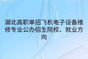 湖北高職單招飛機(jī)電子設(shè)備維修專業(yè)公辦招生院校、就業(yè)方向