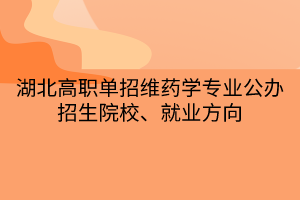 湖北高職單招維藥學專業(yè)公辦招生院校、就業(yè)方向