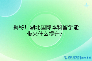 揭秘！湖北國際本科留學(xué)能帶來什么提升？