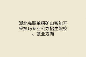 湖北高職單招礦山智能開采技巧專業(yè)公辦招生院校、就業(yè)方向