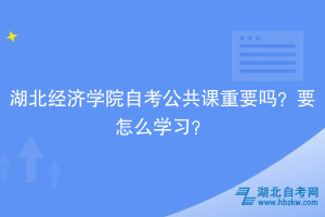 湖北經(jīng)濟(jì)學(xué)院自考公共課重要嗎？要怎么學(xué)習(xí)？