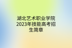 湖北藝術(shù)職業(yè)學(xué)院2023年技能高考招生簡章