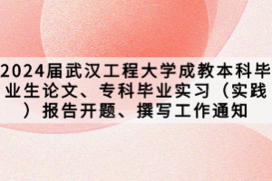 2024屆武漢工程大學成教本科畢業(yè)生論文、?？飘厴I(yè)實習（實踐）報告開題、撰寫工作通知