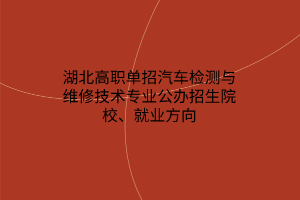 湖北高職單招汽車檢測與維修技術(shù)專業(yè)公辦招生院校、就業(yè)方向