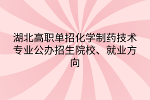 湖北高職單招化學制藥技術專業(yè)公辦招生院校、就業(yè)方向