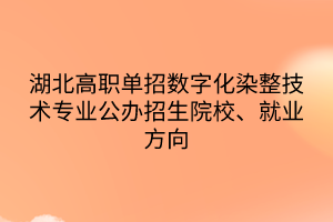 湖北高職單招數(shù)字化染整技術(shù)專業(yè)公辦招生院校、就業(yè)方向