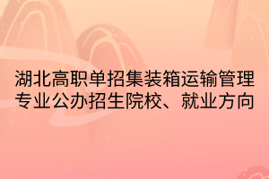 湖北高職單招集裝箱運輸管理專業(yè)公辦招生院校、就業(yè)方向