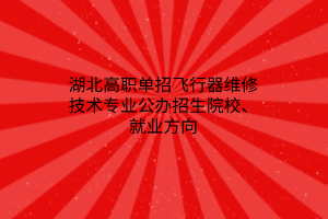 湖北高職單招飛行器維修技術專業(yè)公辦招生院校、就業(yè)方向