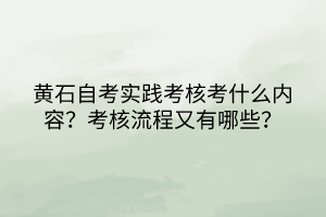 黃石自考實(shí)踐考核考什么內(nèi)容？考核流程又有哪些？