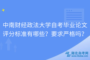 中南財經(jīng)政法大學自考畢業(yè)論文評分標準有哪些？要求嚴格嗎？