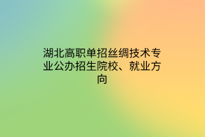 湖北高職單招絲綢技術(shù)專業(yè)公辦招生院校、就業(yè)方向