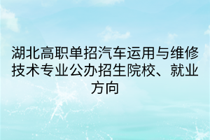 湖北高職單招汽車運用與維修技術專業(yè)公辦招生院校、就業(yè)方向