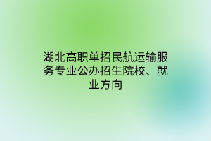 湖北高職單招民航運(yùn)輸服務(wù)專業(yè)公辦招生院校、就業(yè)方向