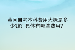 黃岡自考本科費(fèi)用大概是多少錢(qián)？具體有哪些費(fèi)用？