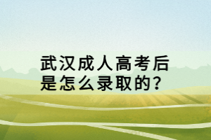 武漢成人高考后是怎么錄取的？