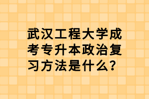 武漢工程大學成考專升本政治復習方法是什么？