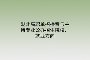 湖北高職單招播音與主持專業(yè)公辦招生院校、就業(yè)方向