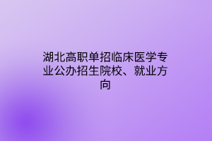 湖北高職單招臨床醫(yī)學專業(yè)公辦招生院校、就業(yè)方向