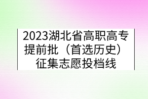 2023湖北省高職高專提前批（首選歷史）征集志愿投檔線