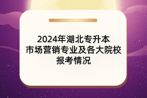 2024年湖北專升本市場營銷專業(yè)及各大院校報考情況